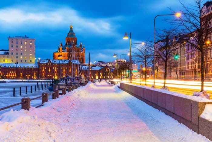Snowy Old Town of Helsinki