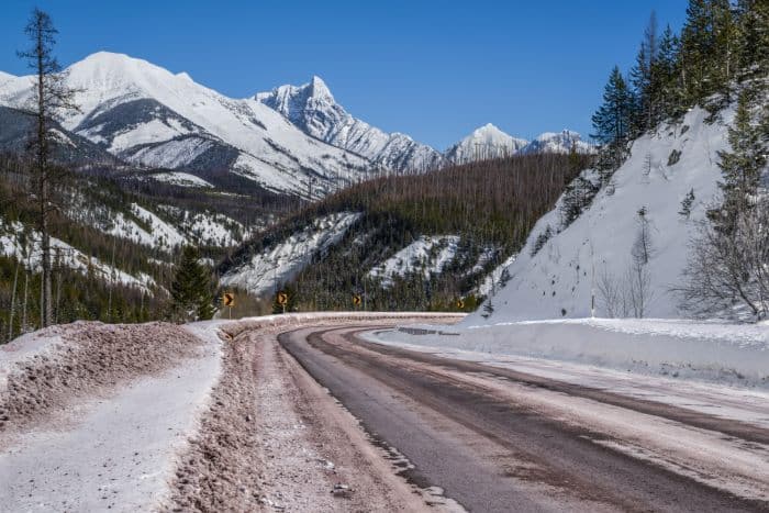 Driving in Glacier NP during winter