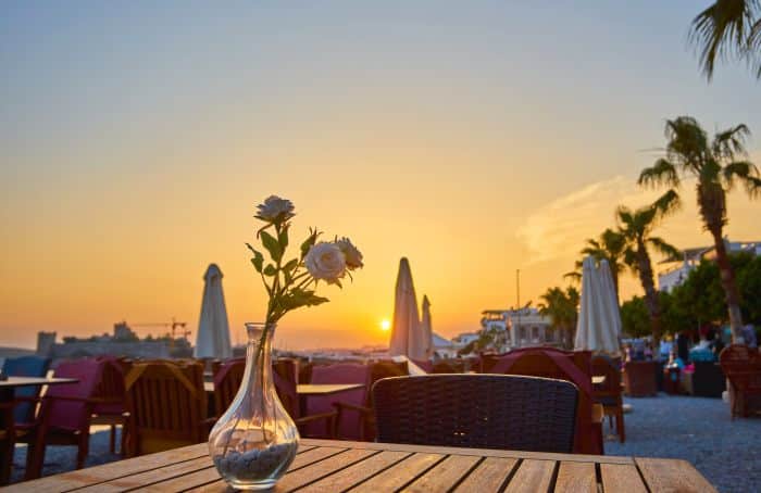 Sunset in Bodrum at a restaurant