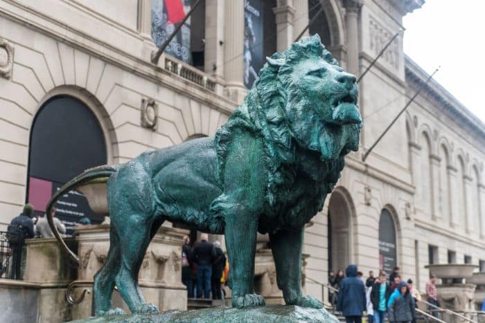 Lion Statue in front of the Art Institute