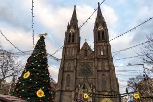 Christmas Tree in Prague outside Náměstí Míru