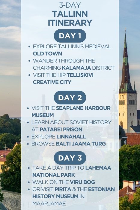 An infographic outlining a 3-day itinerary for Tallinn, Estonia