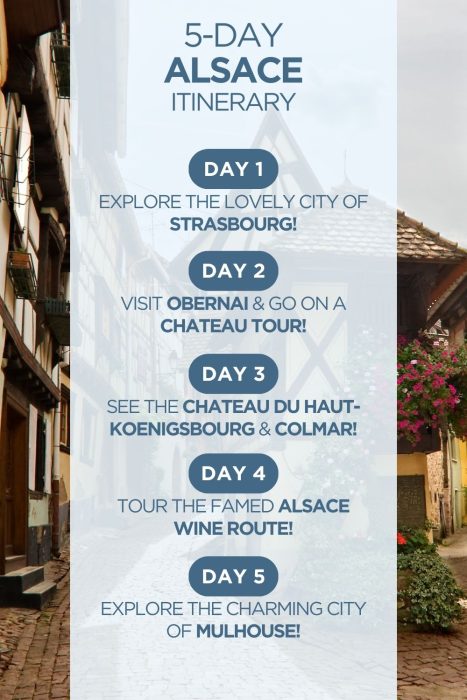 An infographic outlining a 5-day itinerary for Alsace, France