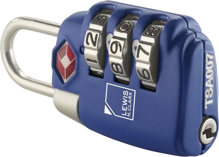 1x Lewis N Clark TSA Approved Combination Travel Lock - Blue - Side