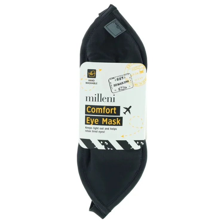 Milleni Travel Eye Mask (Sleep Shade) - Black - In Package