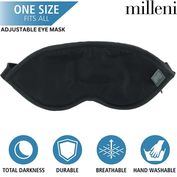 Milleni Travel Eye Mask (Sleep Shade) - Black - Details