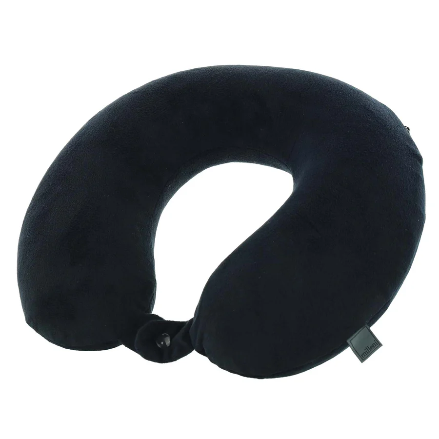 Milleni Memory Foam Travel Neck Pillow - Black - Front