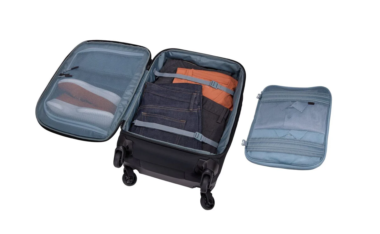 Thule Subterra Carry-On Spinner 35L Suitcase - Black Open With Divider Removed