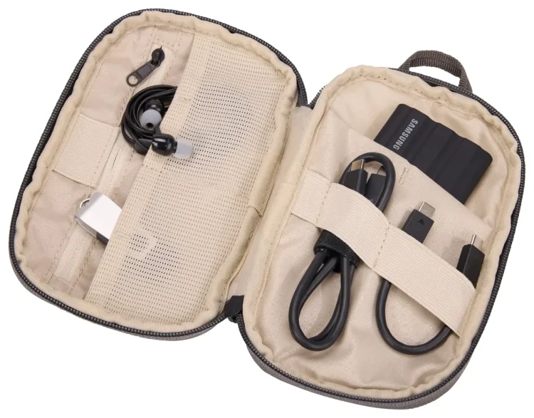 Thule Subterra Powershuttle Travel Tech Organiser (Small) - Vetiver Gray Open