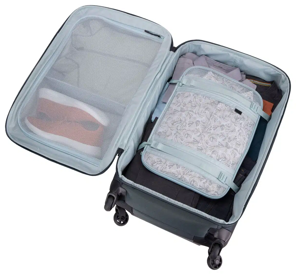 Thule Subterra Checked Spinner 65L Suitcase - Dark Slate Open Flat