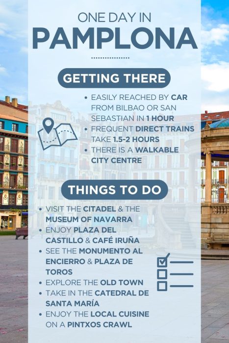 An infographic outlining the highlights of spending a day in Pamplona