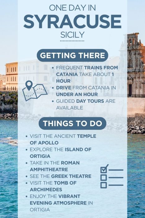 An infographic outlining the highlights of spending a day in Syracuse, Italy