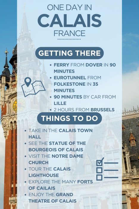 An infographic outlining the highlights of spending a day in Calais