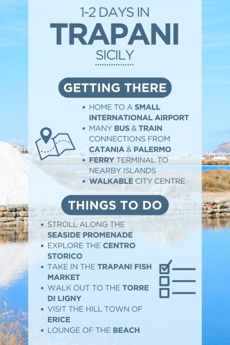 An infographic outlining the highlights of spending a day in Trapani