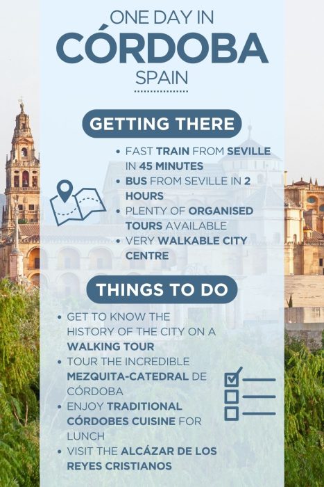 An infographic outlining the highlights of spending a day in Córdoba, Spain