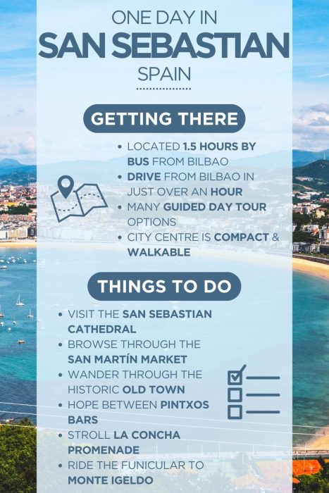 An infographic outlining the highlights of spending a day in San sebastian, Spain